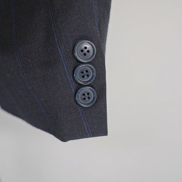 Yves Saint Laurent Wool Blue Check Striped‎ 2 Button Suit Jacket 42R France - Picture 3 of 14
